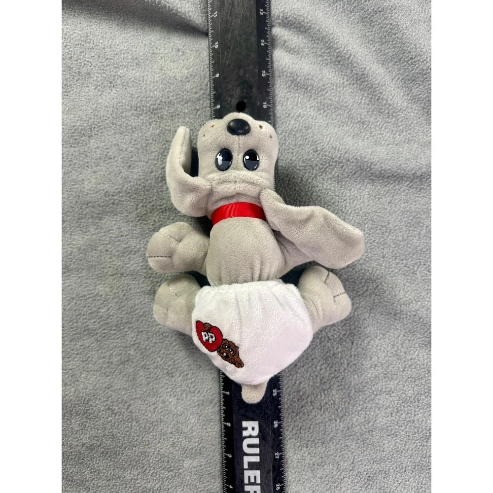 Pound Puppies Newborns Grey Plush Dog Red Collar White Diaper‎ Stuffed Animal 8